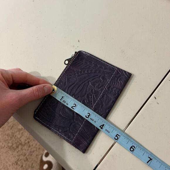 Handmade Purple Genuine Leather Tooled Floral Fold Over Western Wallet - Picture 9 of 11